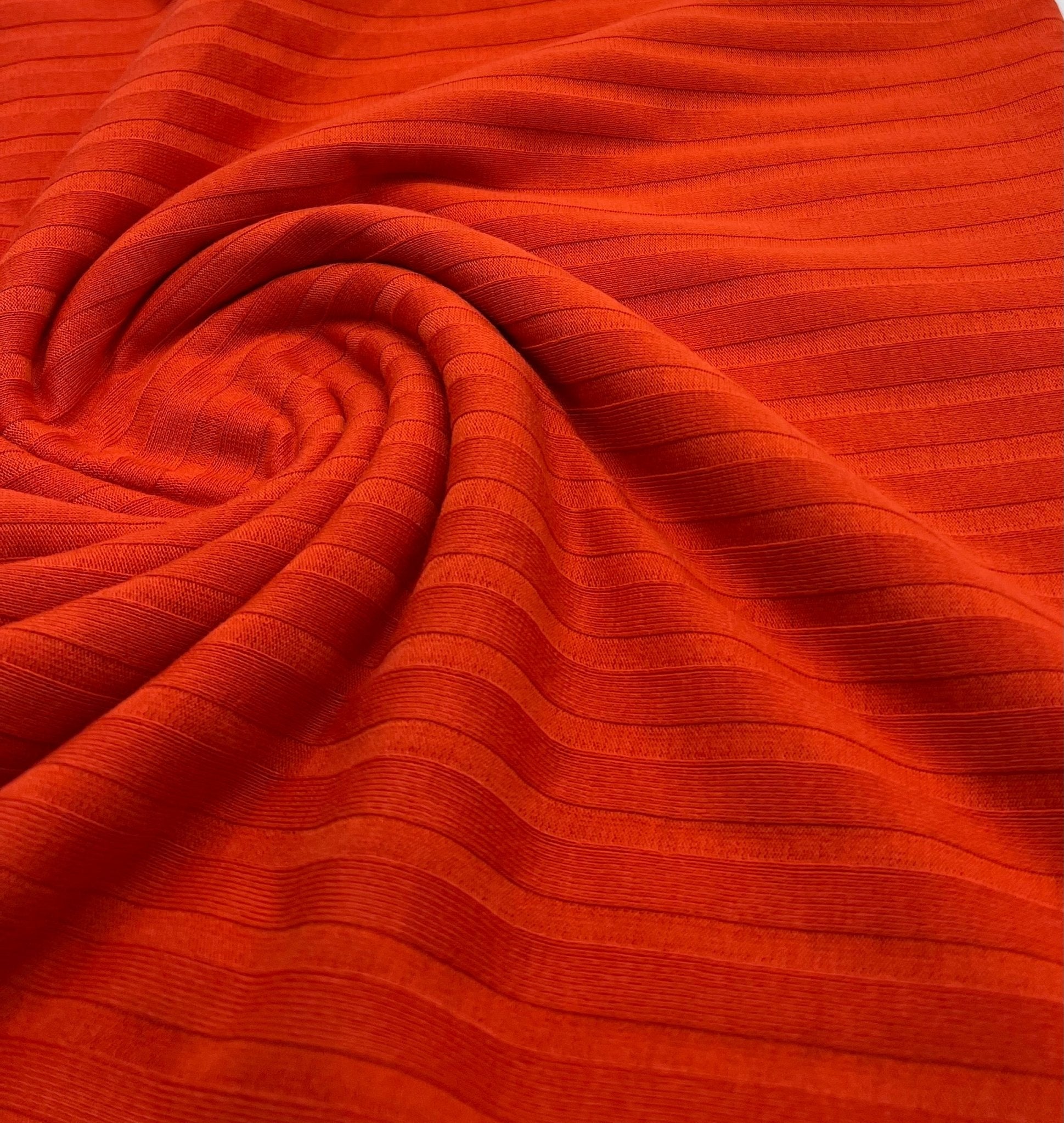 Orange Wide Rib Stretch Fabric - T9 Fabrics